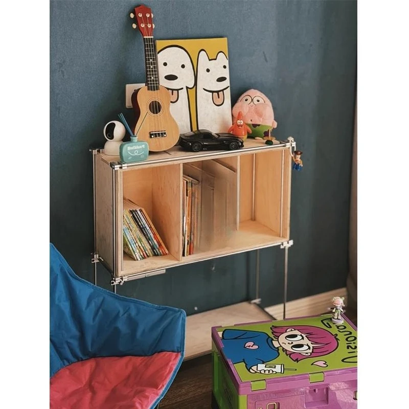 

Household optical axis bookshelf bookcase shelf birch multi-layer board storage rack living room wall display rack floor bookshe