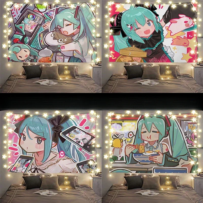 Hatsune Miku Background Cloth Hatsune Miku Project Diva Anime Peripheral Room Dorm Decorate Bedhead Bedroom Reform Poster New