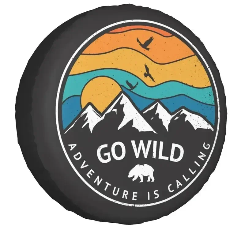 Go Wild Adventure Camping Spare Tire Cover Dust-Proof Wheel Protectors Fit Trailer RV SUV and Many Vehicle 14 15 16 17 Inch