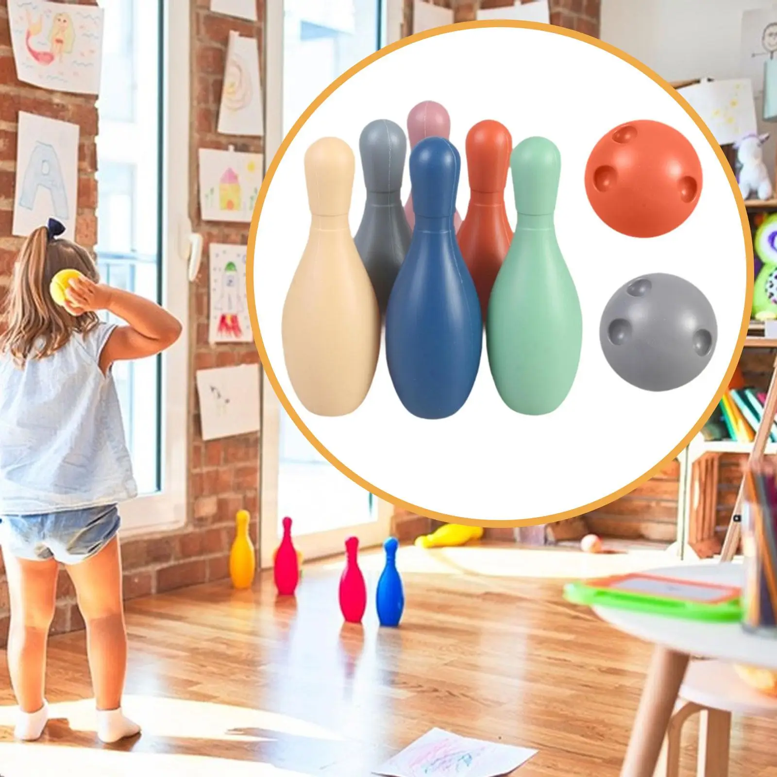 Mini Bowling Game Set Plastic Kids Bowling Pins and Balls Indoor Outdoor Sports Toy for Games Night and Backyard