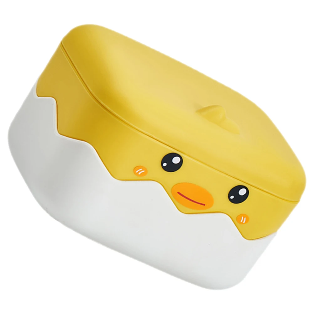

Drainage Soap Dish Plastic Little Yellow Duck Shower Container Pp Material Cute Lid Portable Non Slip Easy Cleaning No Water