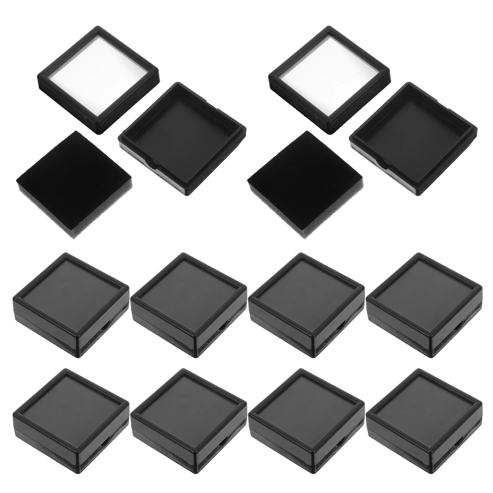 

12 Pcs Diamond Ring Box Portable Jewelry ganizer Bulk Boxes Clear Lid Storage Gemstone Protection Adjustable Layout