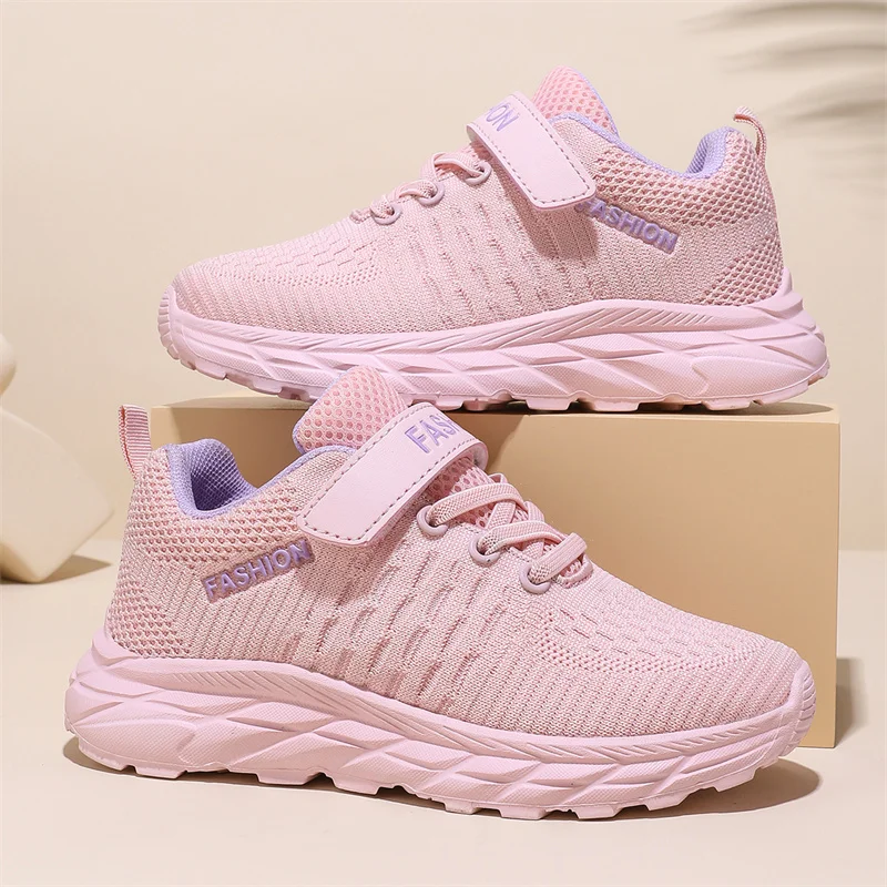 

Pink Girls Sneaker 4 To 8 Years Kids Sneaker Autumn Knit Fabric Children School Casual Sneaker Running Sports Shoes Girls