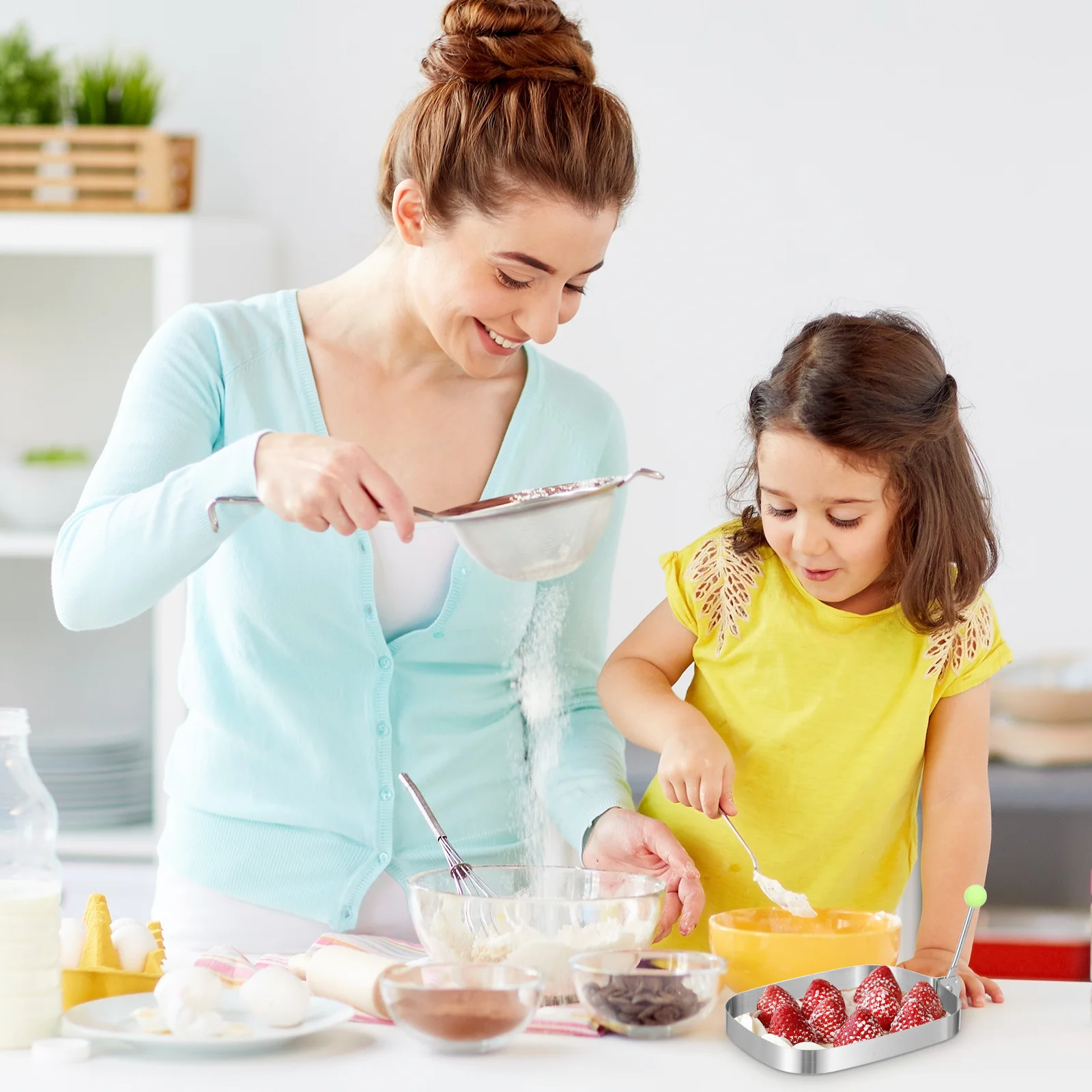 

4pcs Stainless Steel Mousse Cake Ring Mold For Layered Cakes Crepes Baking Dessert Circle Pastry Round Ring Cooking Mold