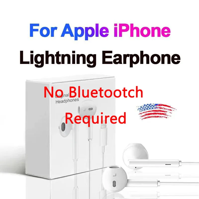 Auriculares Lightning para Apple iPhone 14 Pro Max, 13, 12, 11, Mini X, XS, 6, 7, 8 Plus, auriculares con cable para llamadas, No requiere Bluetooth