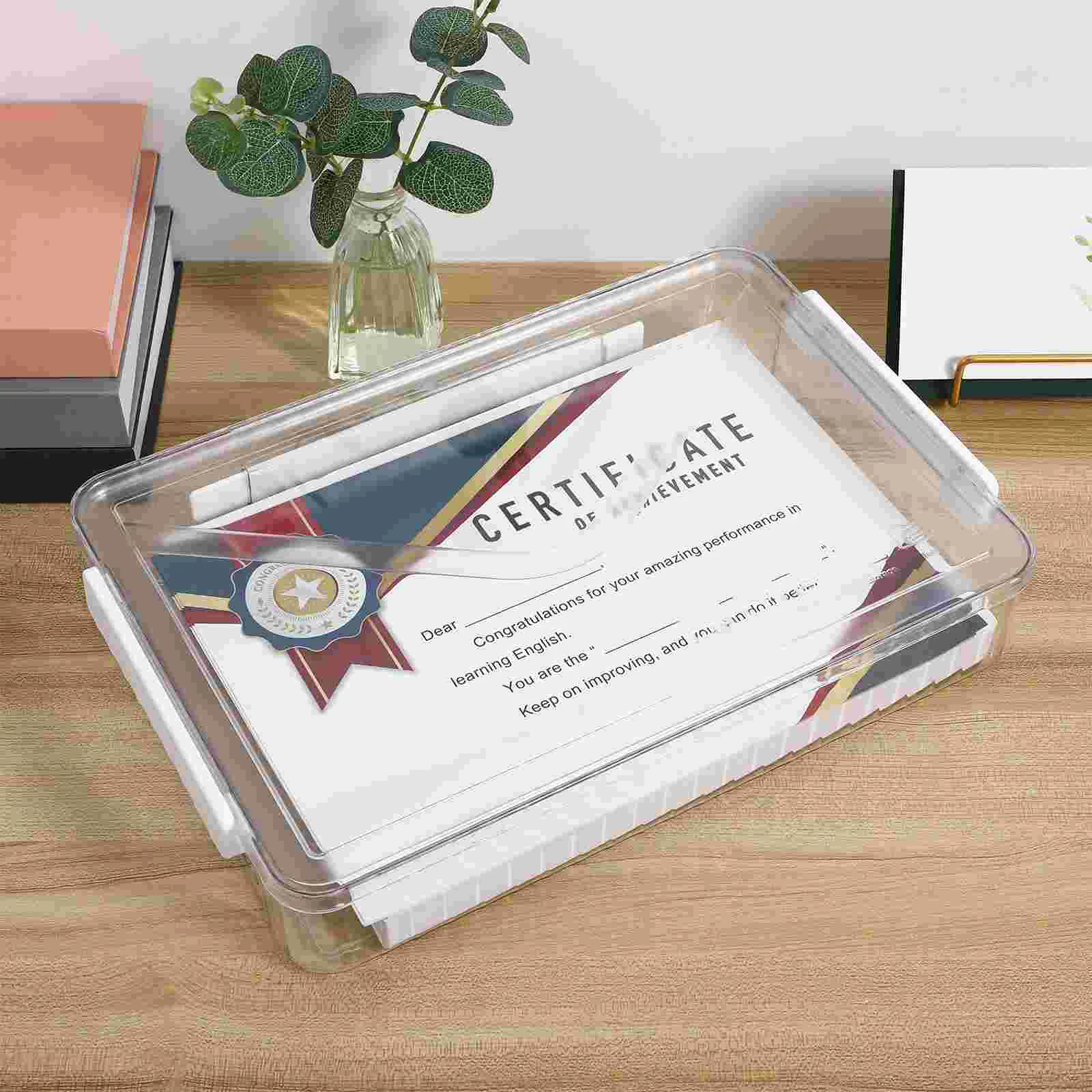 Photo Container Transparent ID Storage Box File Boxes Portable Office Document Scrapbook