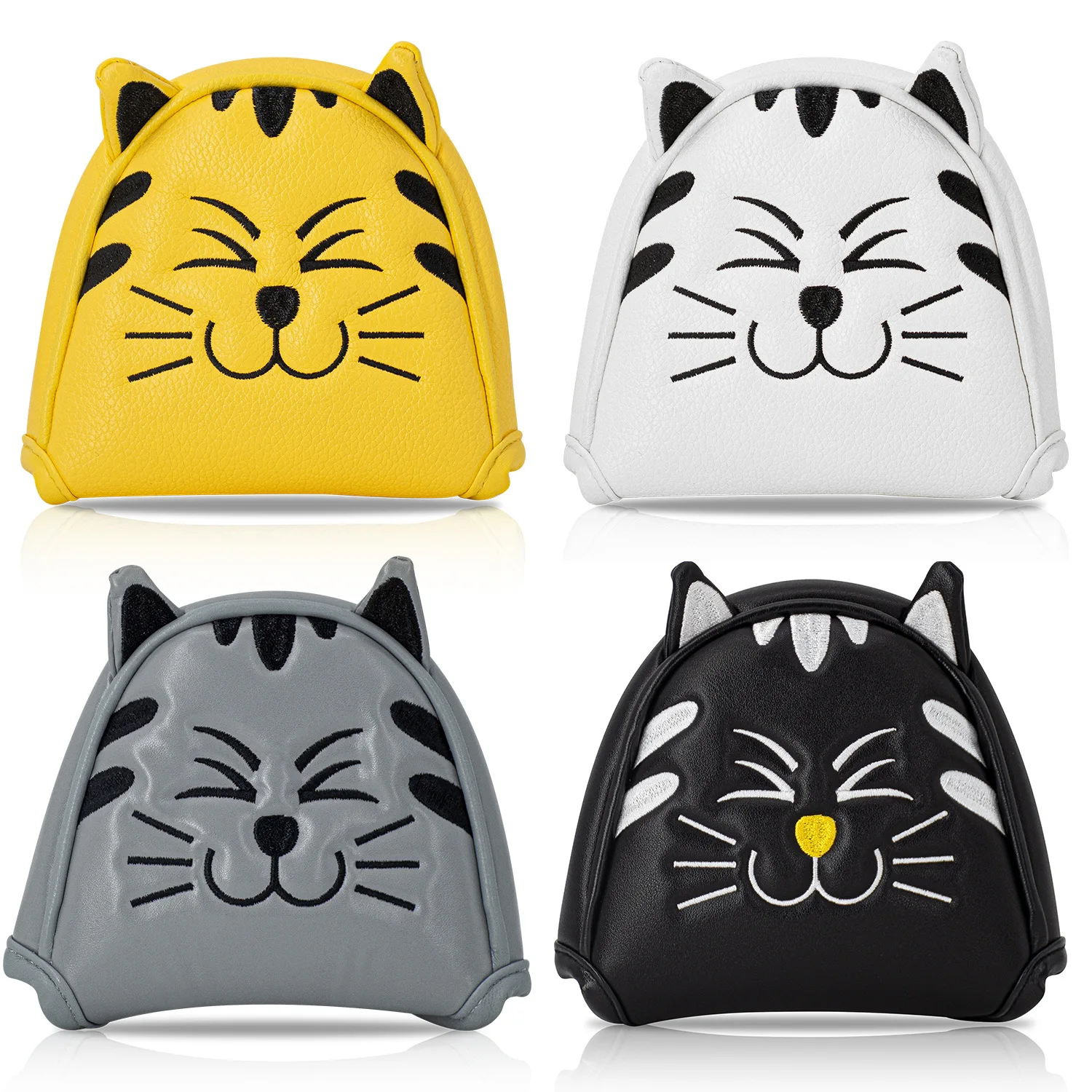 Golf Headcover Cute Cute Cat Golf Club Head Cover for Driver Fairway Hybrid Putter PU Leather Protector Wood Covers