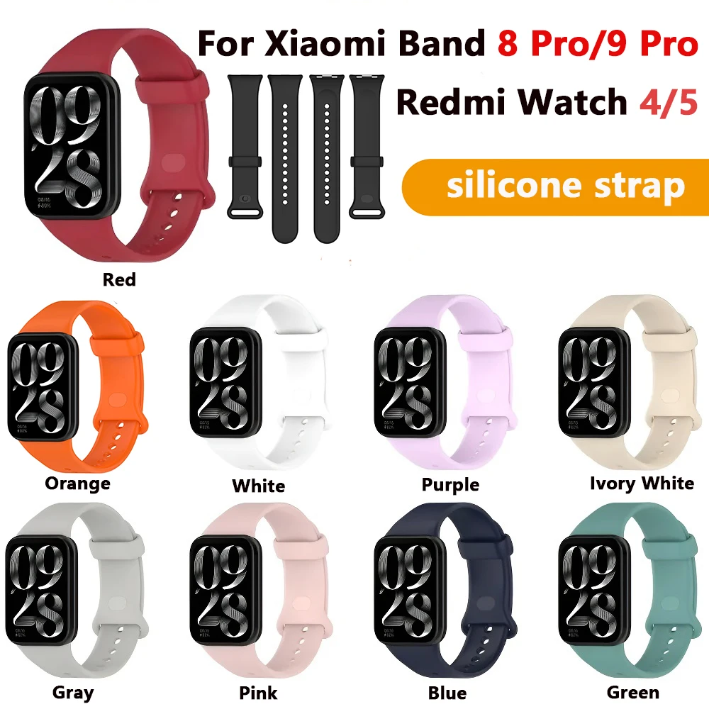 مناسبة لساعة Redmi 4/5 حزام رياضي من السيليكون لساعة Xiaomi Mi Band 9 Pro /8 Pro سوار إكسسوارات معصمه