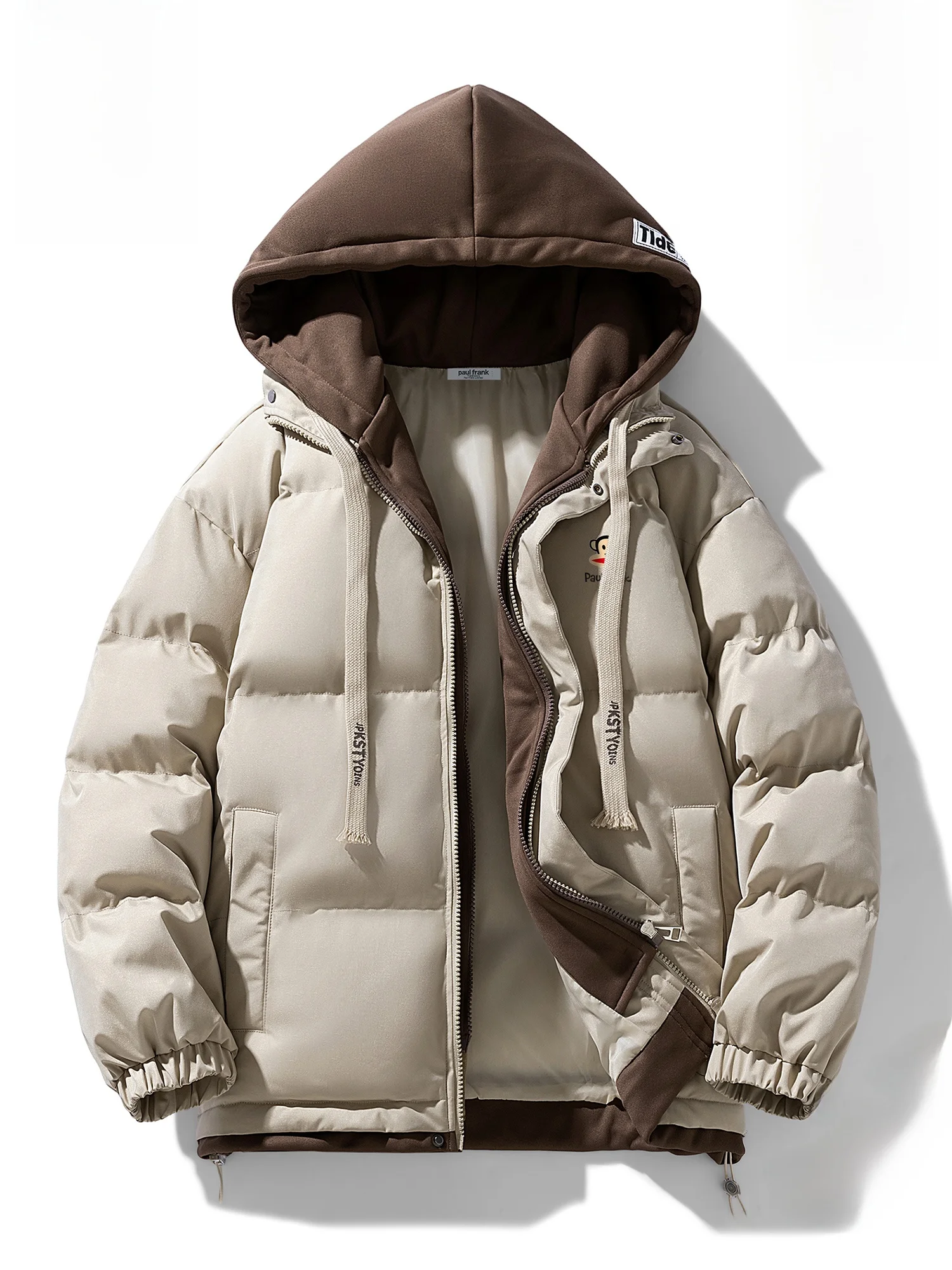 

Мужская утепленная хлопковая куртка Paul Frank с капюшоном, теплая повседневная зимняя куртка из полиэстера с длинными рукавами для молодежи