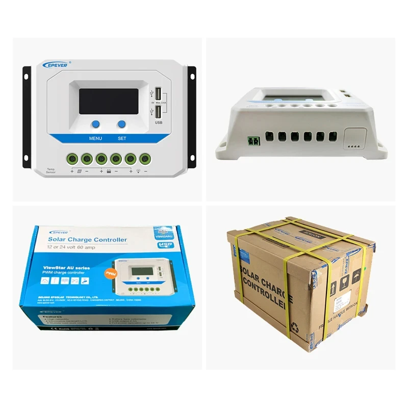 EPEVER VS6048AU 60A Solar Charger Controller 12V24V36V48VDC Regulator For Solar System LCD Diaplay Two USB Ports