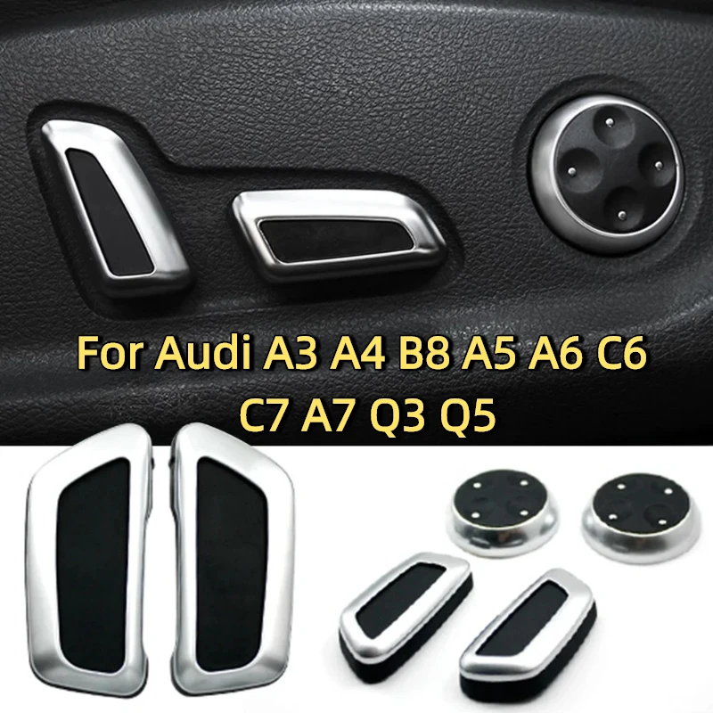

6Pcs ABS Car Seat Adjustment Button Switch Cover Knob Trim Decoration Cover for Audi A3 A4 B8 A5 A6 C6 C7 A7 Q3 Q5 Accessories