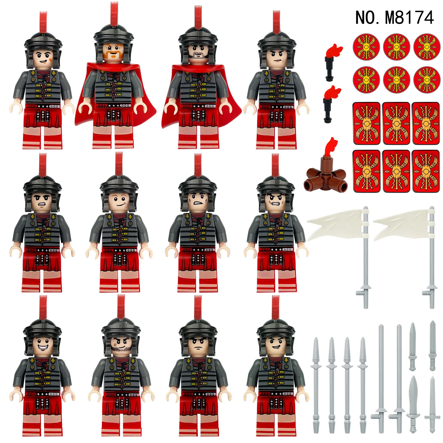 280 verschiedene mittelalterliche Ritter, römische Legion, Mini-Figuren-Bausteine, Lernspielzeug für Kinder, kleine Geschenke