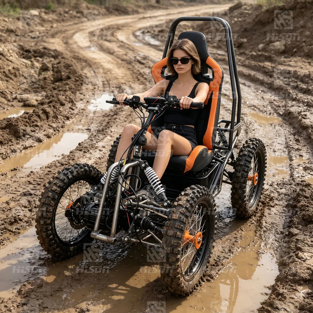 5000W 60V 50Ah Electric ATV for Adults, 80KM Range Off-Road 4 Wheeler Quad, Hunting Patrol Buggy with Bucket Seat & Roll Cage