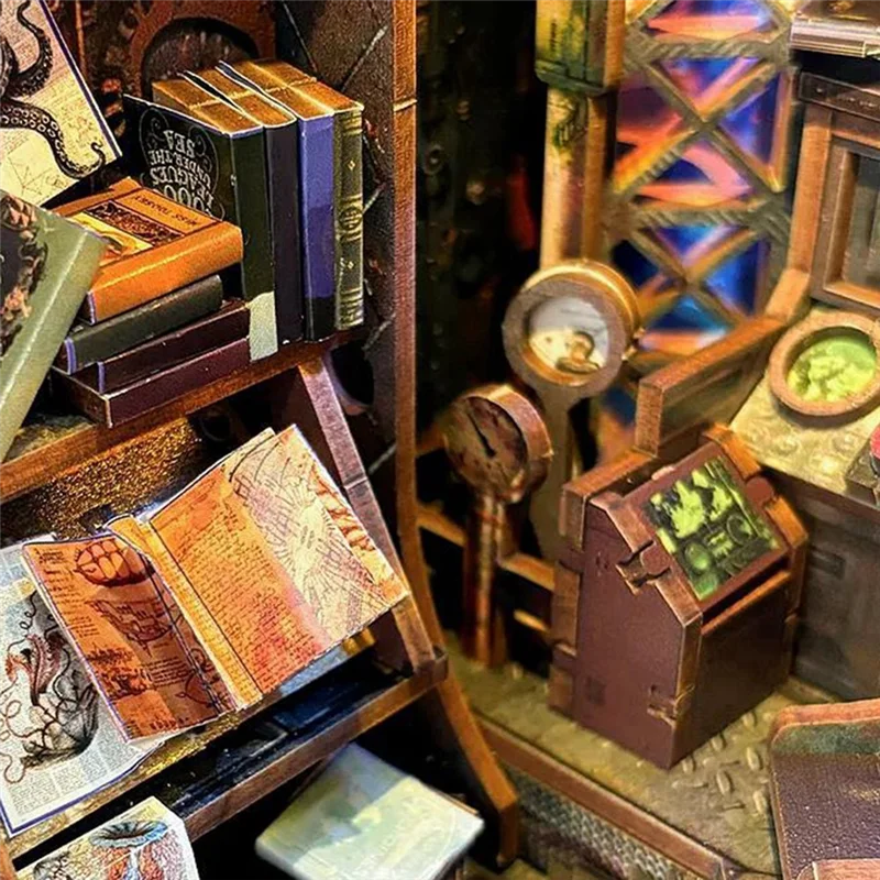 FBIL-حامل كتب خشبي مجمع Explore Fantasy Unknown World هدية تزيين سطح المكتب