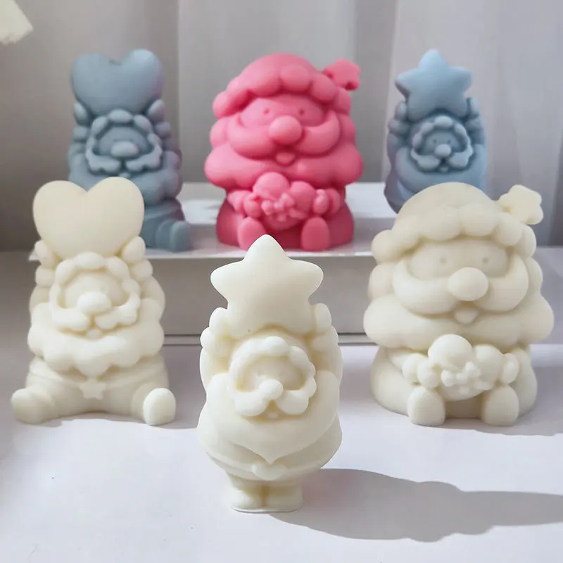 3D Bärtiger Weihnachtsmann Kerzenform Schneemann DIY Duftkerze Gips Harzform Silikon Kuchenherstellung Werkzeug Weihnachtsdekoration Geschenk