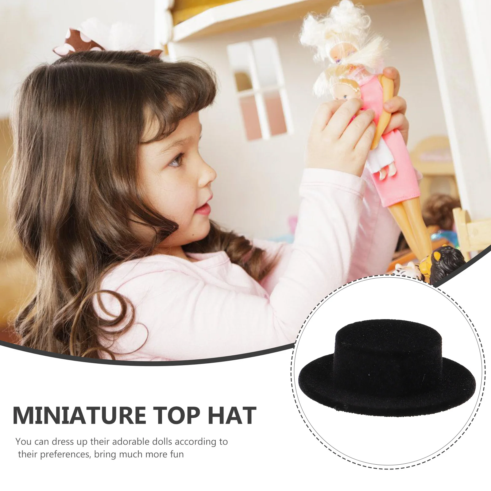 

20Pcs Miniature Tops Hat Resin Flocking Material Exquisite Mini Hats for Craft Decorations Party Supplies Miniature Tops Hat