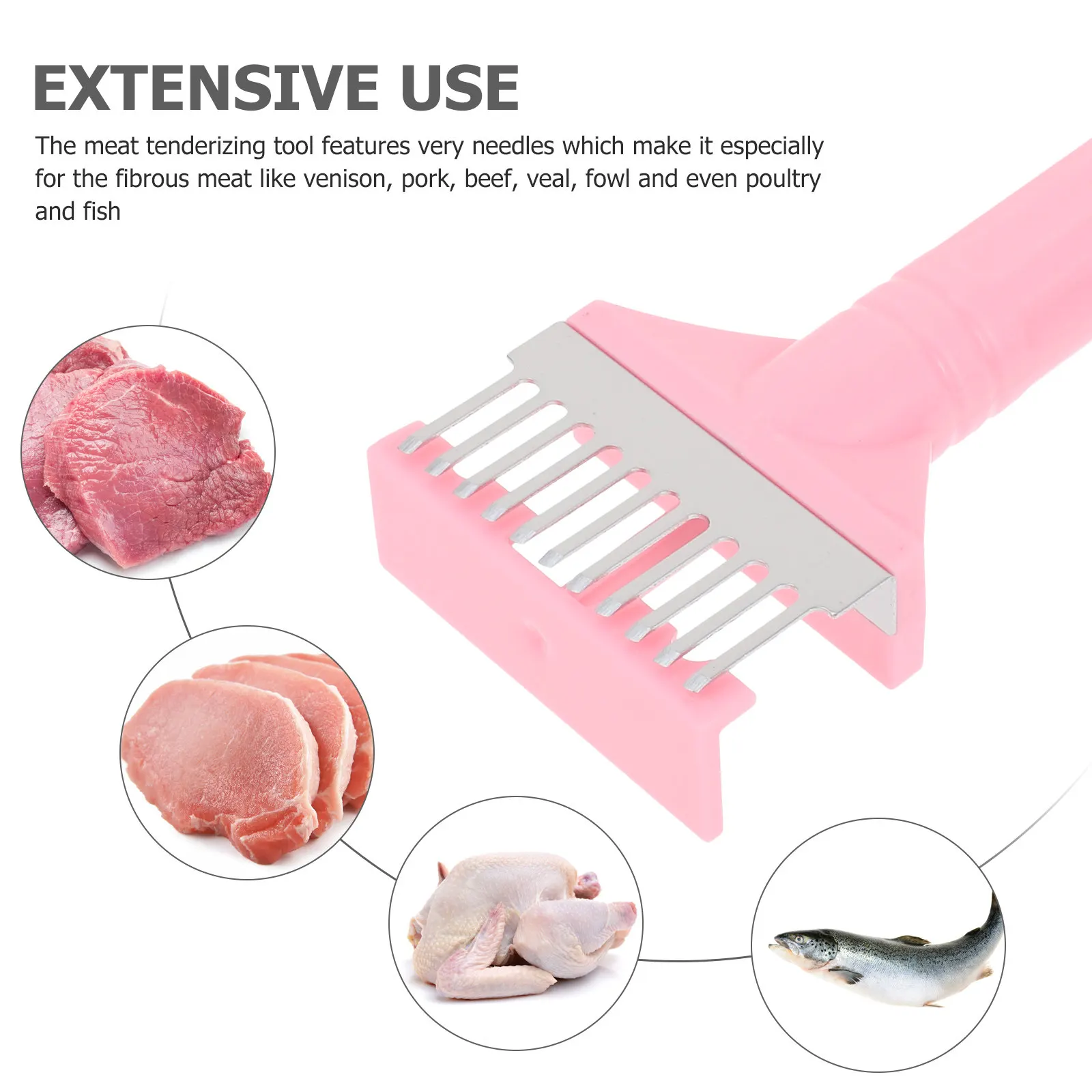 Stainless Steel Meat Tenderizer Needle Tool Ergonomic Handle for Fast Cooking Texture Improvement Kitchen Steak Tenderizing Tool