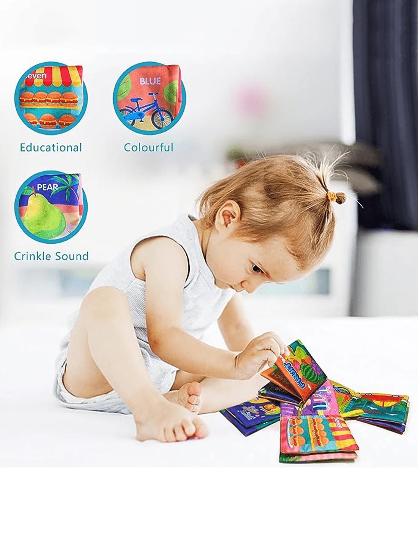 1 ensemble de livres de jouets en tissu doux pour bébé, livre d'apprentissage pour bébé en tissu coloré