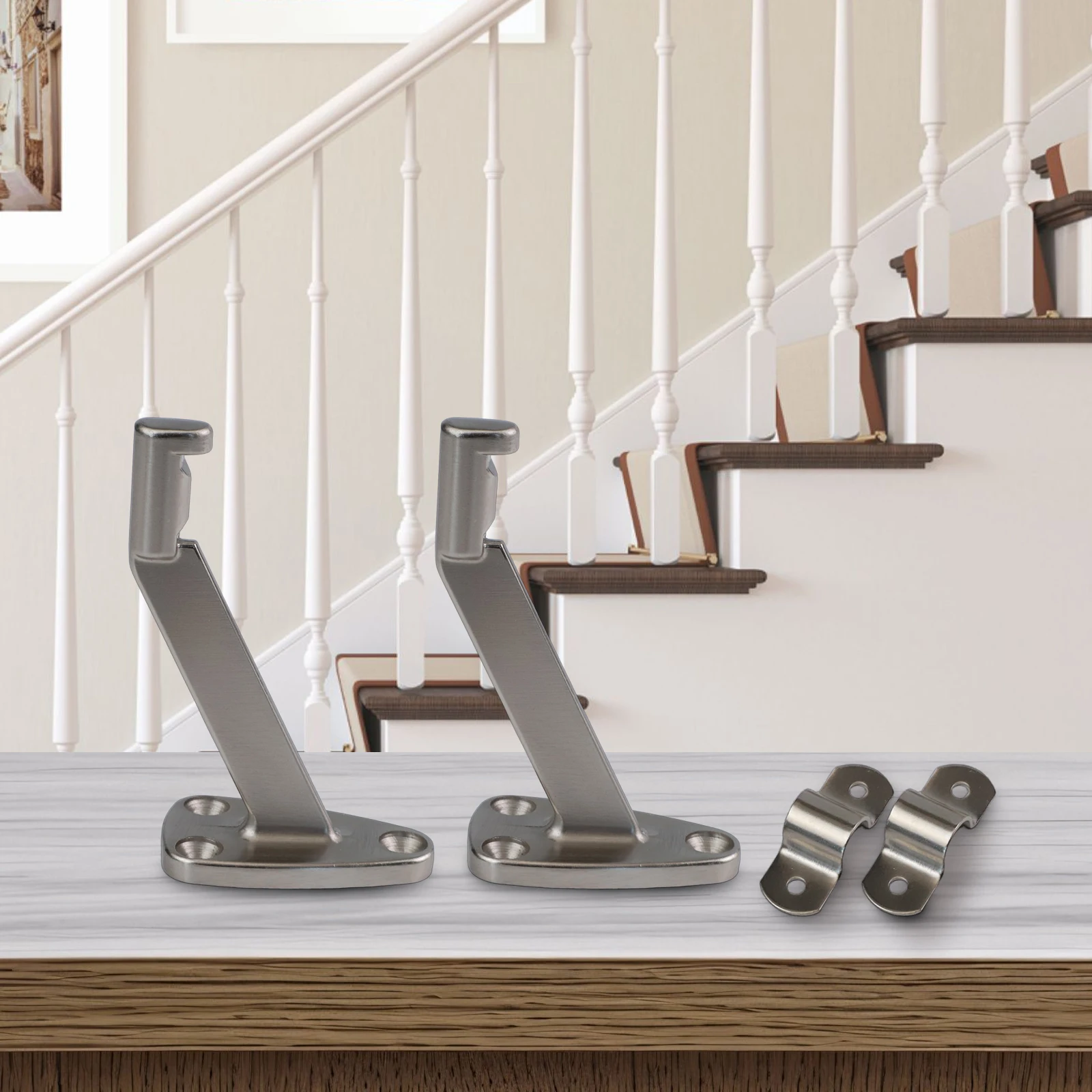 ขายึดราวบันไดอลูมิเนียมอัลลอยด์นิกเกิลขัดเงา ชุดติดตั้งขายึดราวบันไดสําหรับงานหนัก ความจุรับน้ําหนักสูงสุด 80 ปอนด์