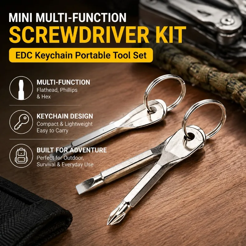 Portable EDC Screwdriver Outdoor Multi‑functional Mini Key‑chain Tool Phillips Flat Torx Hex‑socket Compact Carry‑about Daily
