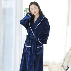 Nightgown Women's Winter Coral Velvet Bathrobe Couples Bathrobe Thickened Plus Long Gown Flannel Pajamas Men's Autumn/Winter