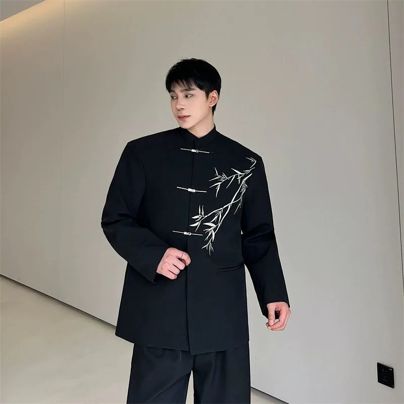 Blazers Men Casual Stand Collar Fashion Design Chinese Style Special All-match Cozy Temperament Streetwear Charming Students New image 6