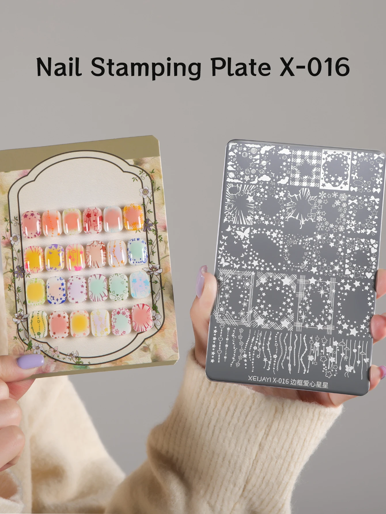 Tampon polyvalent pour Nail Art, 1 pièce, comprend de jolis motifs d'étoiles et d'arc, parfait pour la manucure à domicile et l'utilisation en Salon