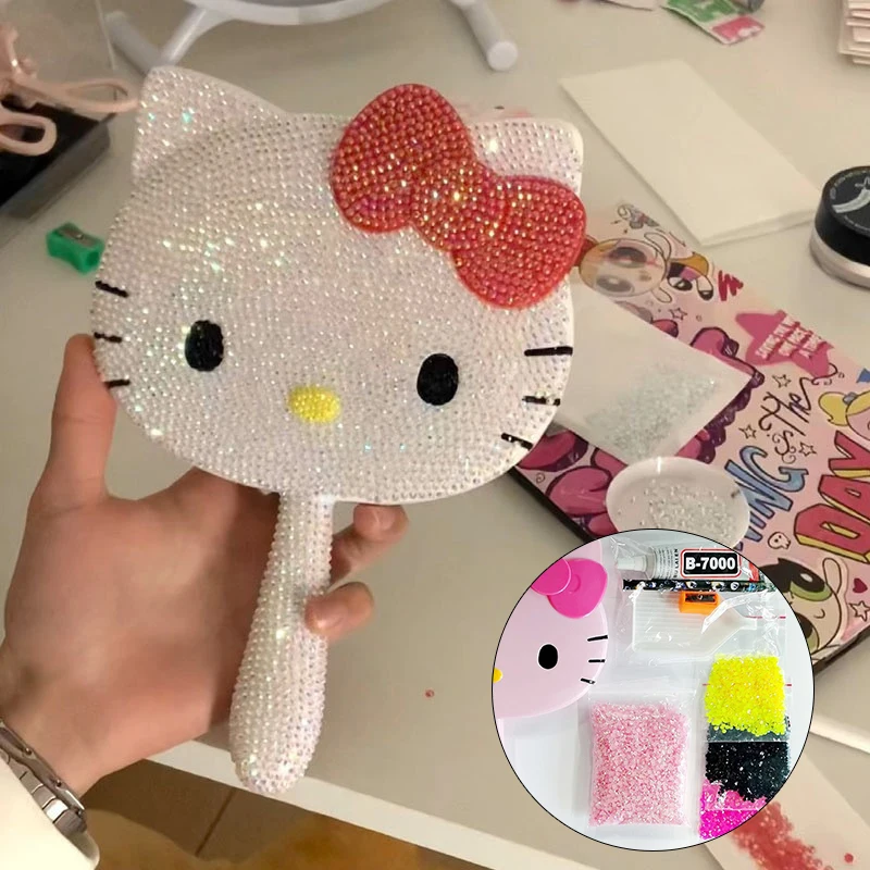 

Hello Kitty Kawaii ручка зеркала Diy фотография для лучших и строительных подарков зеркало для макияжа