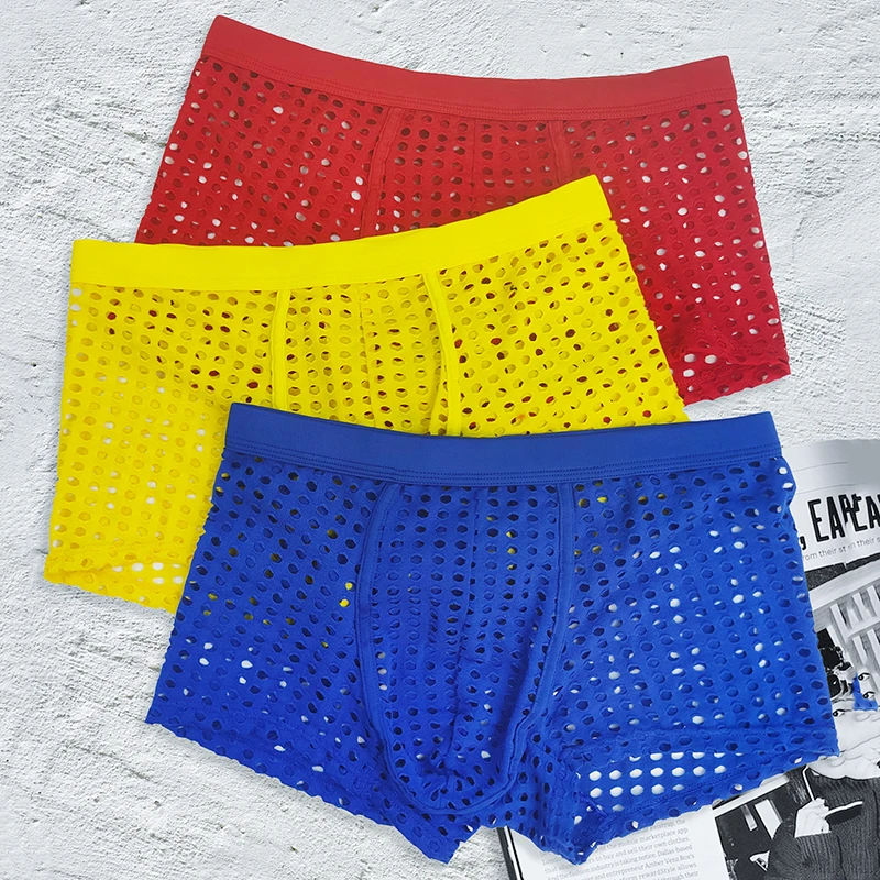 Men's Mesh Boxer Shorts Large Net Design Comfortable European Style Underpants