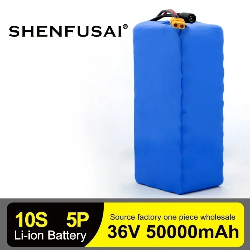 10S5P 36V 50AH Lithium Battery Pack 18650 1000W High Power Motor For E-bicycle Scooter Power Tools Li-ion Cells+42V 2A Charger