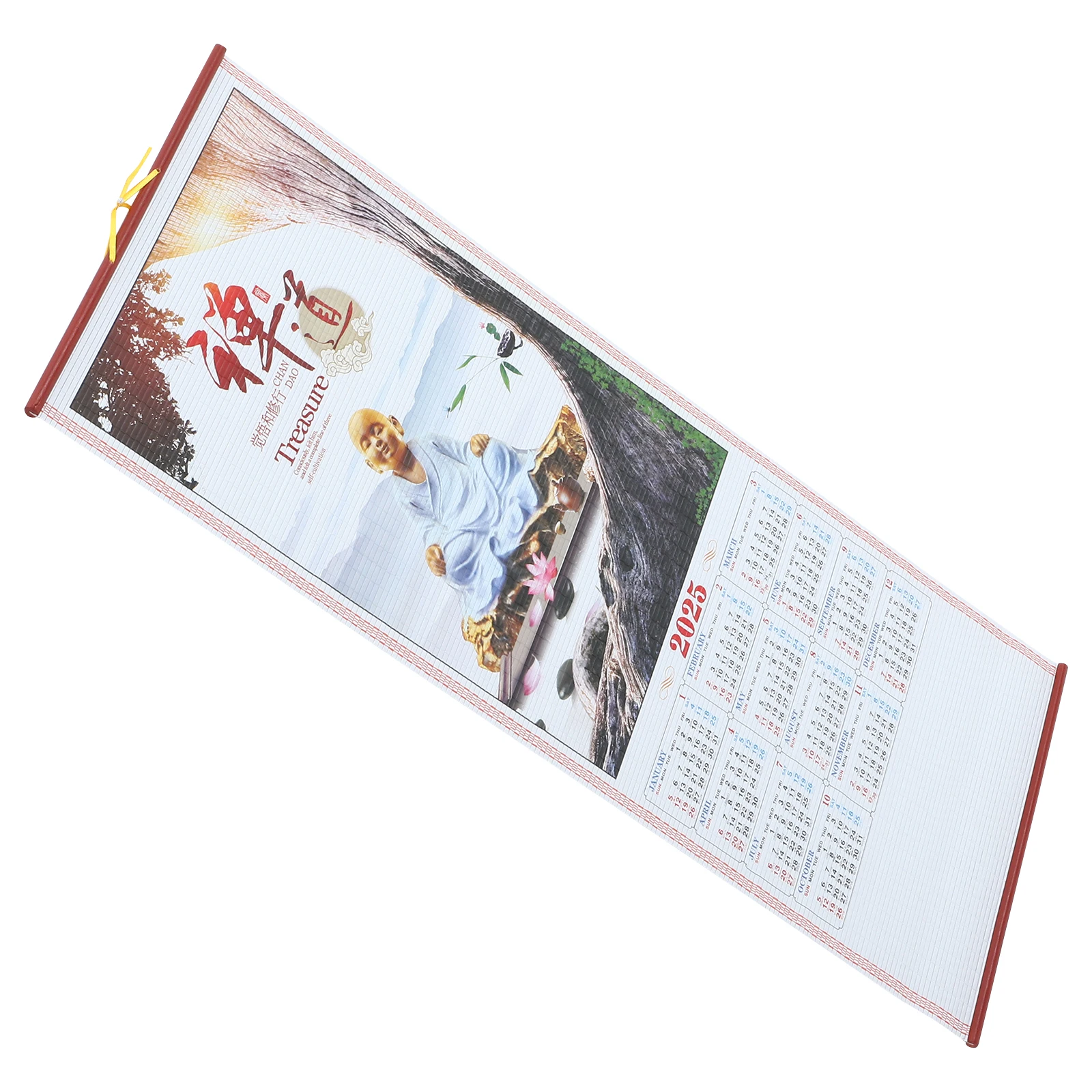 

2025 Imitation Rattan Hanging Calendar Clear Printed Household Wall Planner Decorative Scroll for Office Home Sturdy Easy