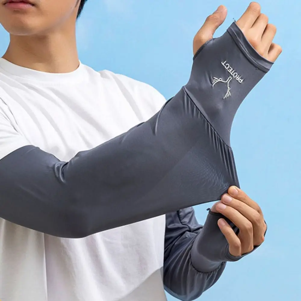 Anti-UV Ice Silk Sleeves UV Insulation Sun Protection Sunscreen Sleeve Long-sleeved Glove Arm Covers Cycling Gloves Women/men