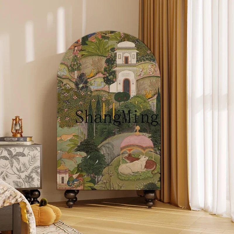 CL retro solid wood opposite door storage cabinet bedroom home installation-free vertical cabinet