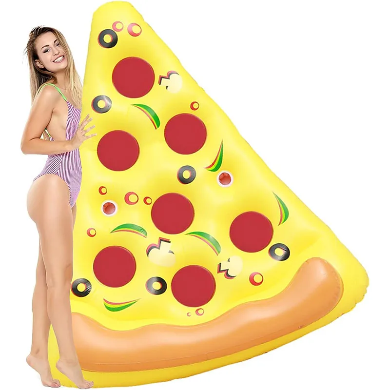 Giant Pizza Island Inflatable Pool Float & Sequin Party Swim Rings  Family Floating Mattress for Adults Kids Summer Beach