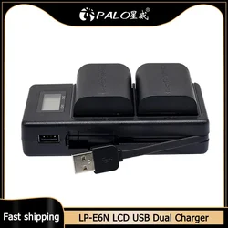 PALO LP-E6 LP-E6N LP E6 charger LCD USB Dual Charger for Canon EOS 6D 7D 5D Mark II III IV 60D 60Da 70D 80D 5DS R XC10 Charger