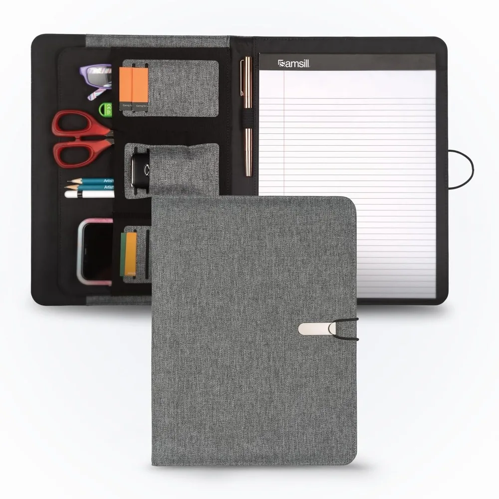 Samsill Professional Padfolio، مادة زجاجة مياه معاد تدويرها، rPET، محفظة أعمال للرجال والنساء، مع كتابة 8.5 × 11