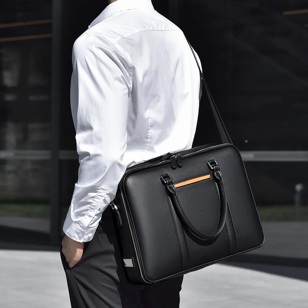New Briefcase Men's Luxury Messenger Bag Men Capacity Leather Business Handbag High-end Multi-functional Laptop Commuter
