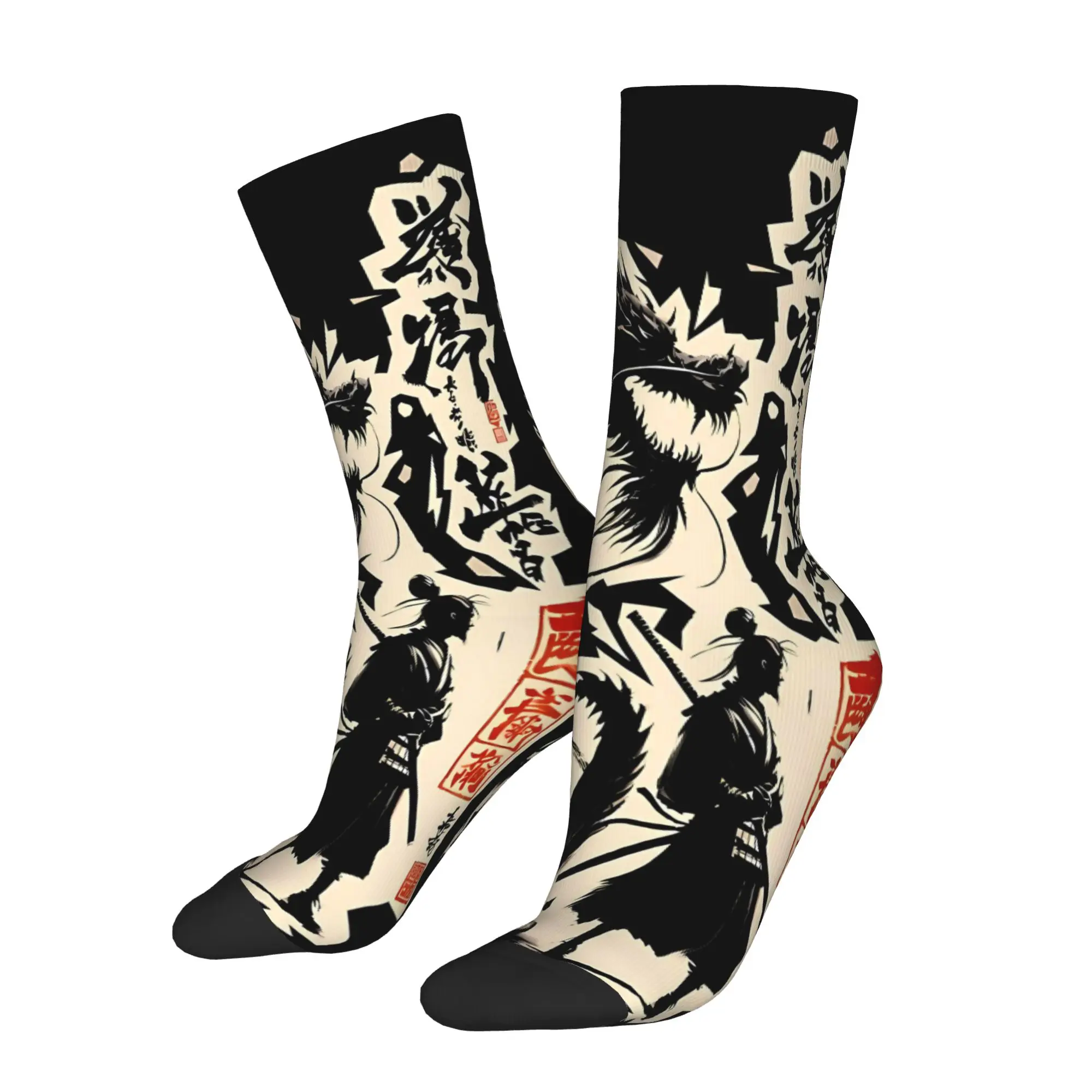 

Мужские носки с принтом японских самураев, модные, популярные, из полиэстера