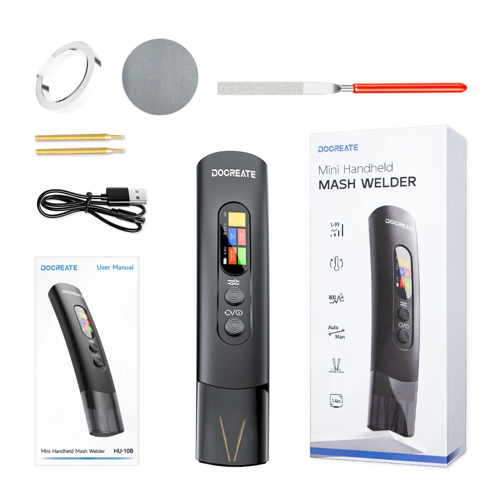 

HU-10B Spot Welder 1.4 Inch LCD Screen Dual Mode 800A Output Compact Handheld Welding Machine Type-C Charging