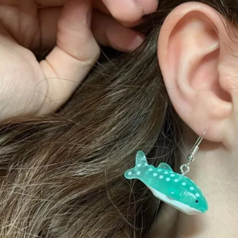 Blue Whale Shark Fish Earrings - Cute Kawaii Earrings