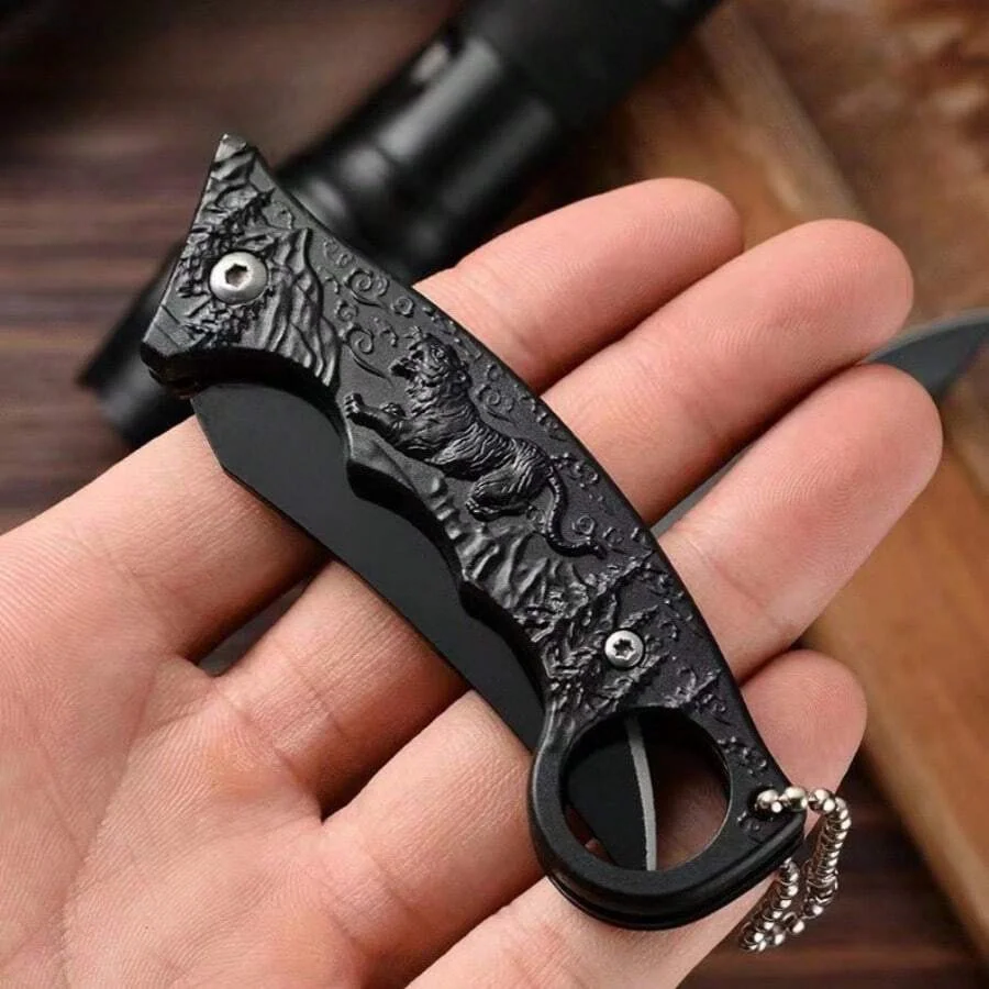 Folding Knife Outdoor Pocket Knife Steel Blade,tiger Motif Handle High Quality EDC Camping Knife Hiking Fishing Outdoor Tool image 2