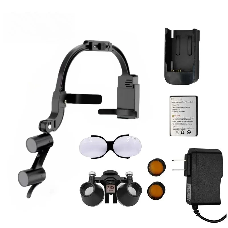 

Binocular Dental Loupes Wireless LED Dental Headlight Lamp Rechargeable Headlamp Surgical Luxury Magnifying Glasses for Dentists
