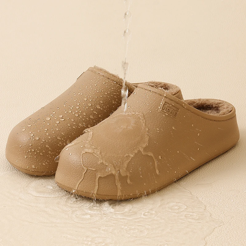 Wasserdichte Baumwollpantoffeln für Damen, Leicht, Rutschfest, Fleecefutter, Warme Hausschuhe, Bequeme Outdoor- und Indoor-Paarschuhe – Detail 4