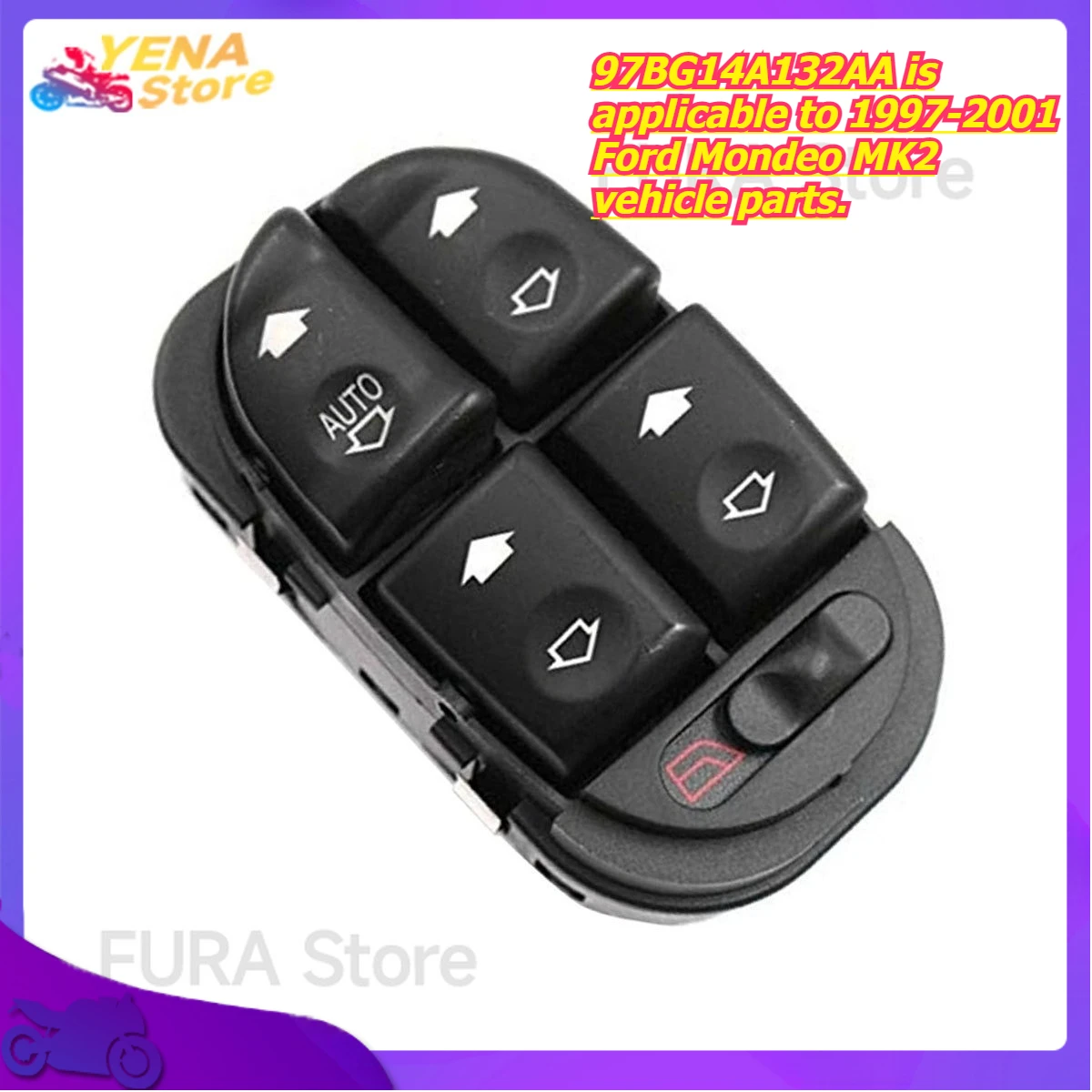 

The window switch and lift control button 97BG14A132AA is applicable to 1997-2001 Ford Mondeo MK2 vehicle parts.