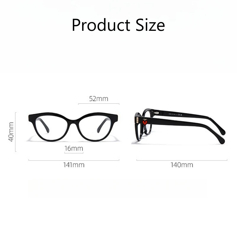 Xbora Fashion Trend Women's Cat Eye Glasses Frame Retro Style High Quality Acetate Optical Prescription Eyewear No Makeup 3440