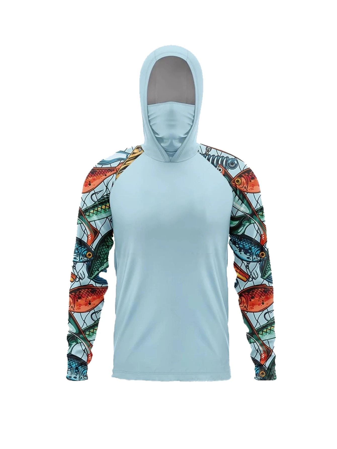 New Men's and Women's Hooded Fishing Shirts with Face Shields, Neck Protection, Sun Protection, Long Sleeved Hoodies