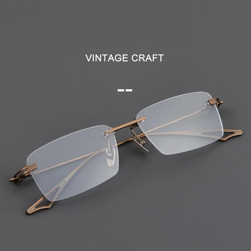 Pure Titanium Square Glasses Frame Men Women Rimless Vintage Ultralight Fashion Eyeglass Optical Lens Myopia Eyewear Spectacles