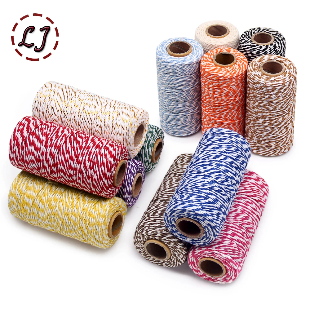 100M/Roll Cotton Cord Baker Twine Colorful Cotton Crafts Twine Macrame Cord String DIY Home Textile Gift Wrapping Wedding Decor