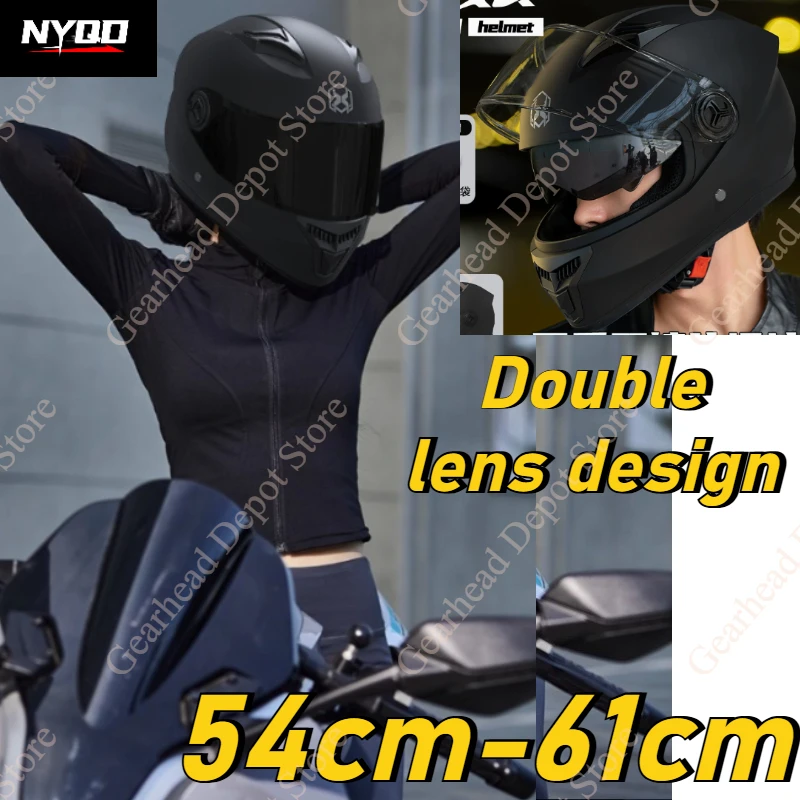 

Full Face Dual Lens Shockproof Breathable Safety Helmet Men Women Four Seasons Winter Warm Motorcycle Electric Scooter Riding