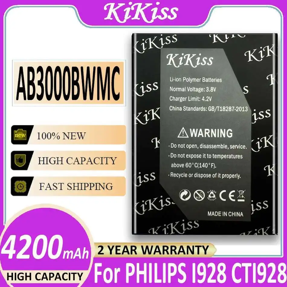 

For Philips Xenium I928 CTI928 Fast Charging Mobile Phone Battery AB3000BWMC Reliable Power Supply 4200Mah